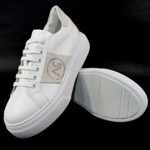 ALBERTO CICCIOLI 🇮🇹 WOMEN'S WHITE LEATHER COMFORT FASHION SNEAKERS